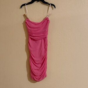 Elegant Pink Ruched Dress
